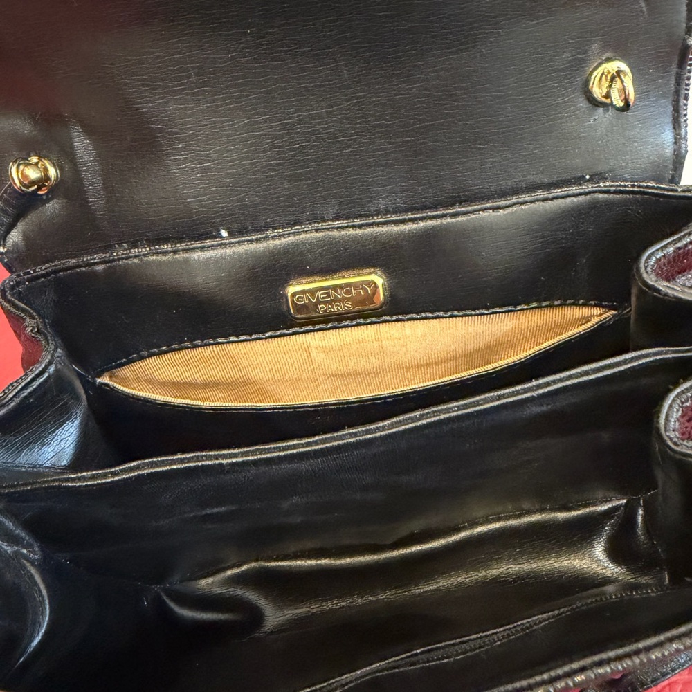 Elegant Vtg Givenchy Paris Black Embossed Lizard Women's Handbag Clutch - Picture 9 of 13